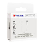 Verbatim Essentials Lightning to 3.5mm Headphone Jack 10cm White