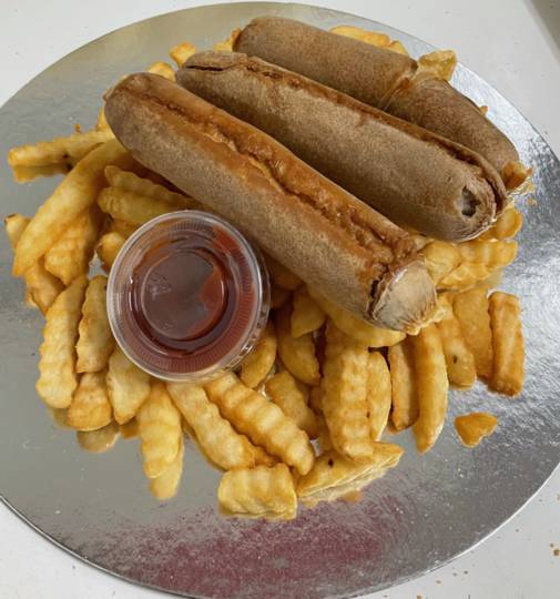 SAUSAGE BOX - 3 sausages, fries & sauce