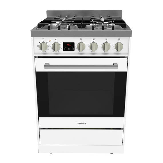 Freestanding Stove, 600mm, Combination, Stainless Steel - White (DISCONTINUED)
