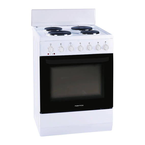 600mm Freestanding Stove, Solid Plate Cooktop, Electric Oven, White