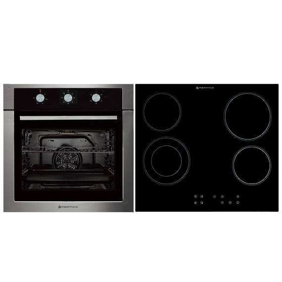 Parmco Pack 3-1 - 600mm 5 Function Stainless Steel Oven and 600mm Ceramic Frameless Touch Control Cooktop