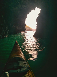 inside a sea cave at pohatu marine reserve