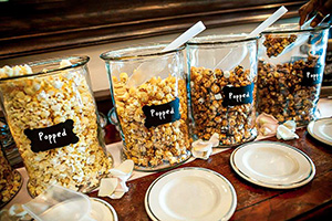 popcorn bar at a wedding