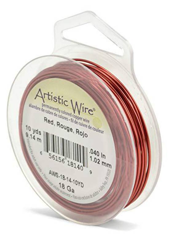 Artistic Wire: 18 gauge, Red