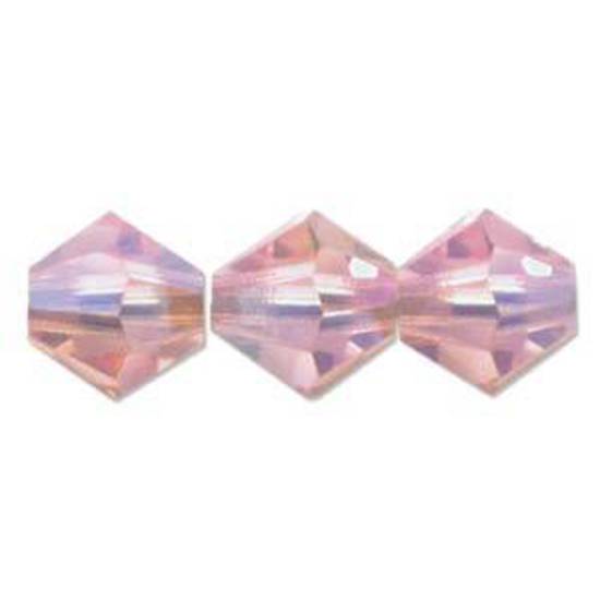 4mm Swarovski Crystal Bicone, Rose, light AB x 2