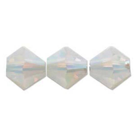 6mm Swarovski Crystal Bicone, White Opal 2 x AB