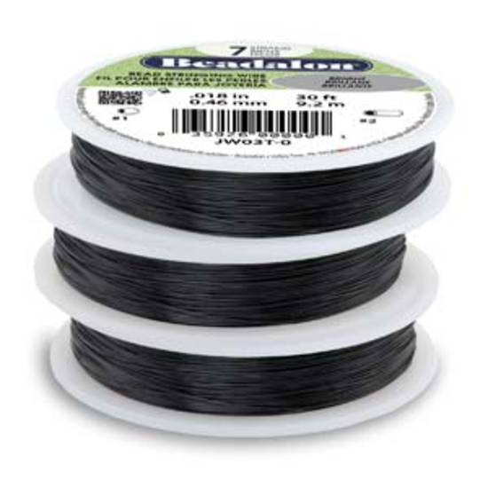 Beadalon 7 strand flexible wire BLACK: Fine (.012)
