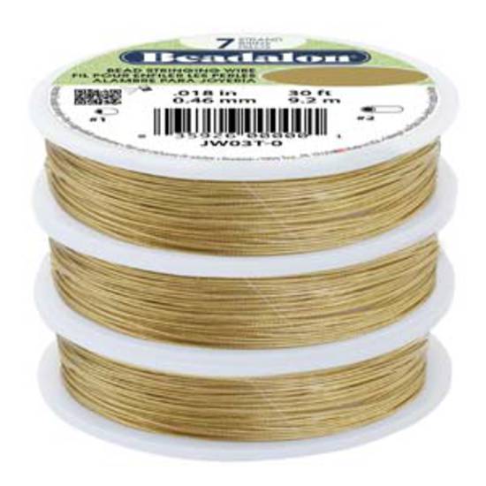 Beadalon 7 strand flexible wire GOLD CLEAR: Fine (.012)