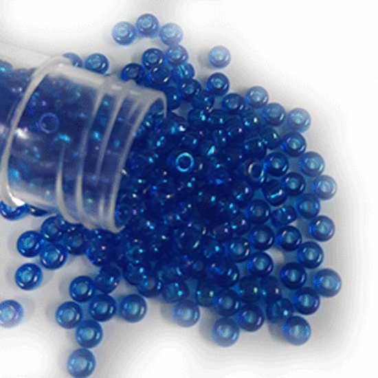 Miyuki size 8 round: 299B - Capri Blue Shimmer, transparent (7 grams)
