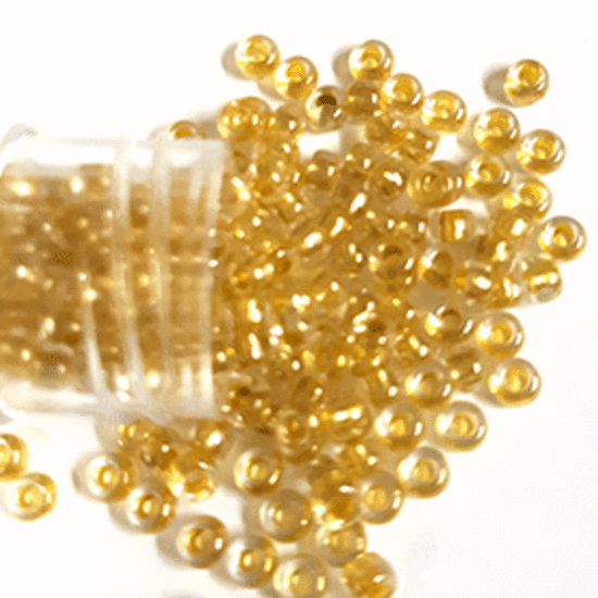 Toho size 8 round: 375H - Transparent, Golden Yellow colourlined