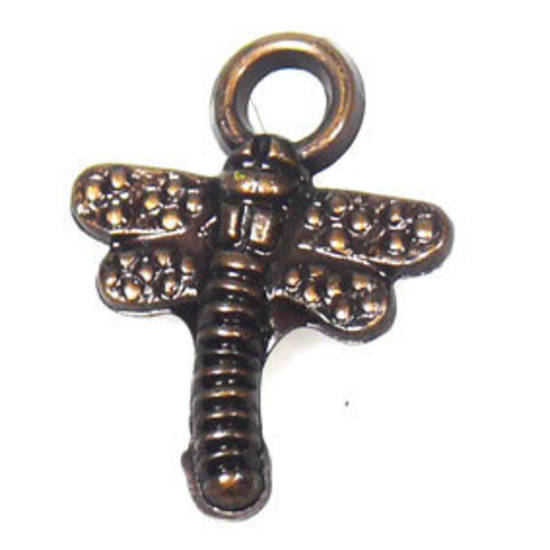 Acrylic Charm: Dragonfly - antique brass