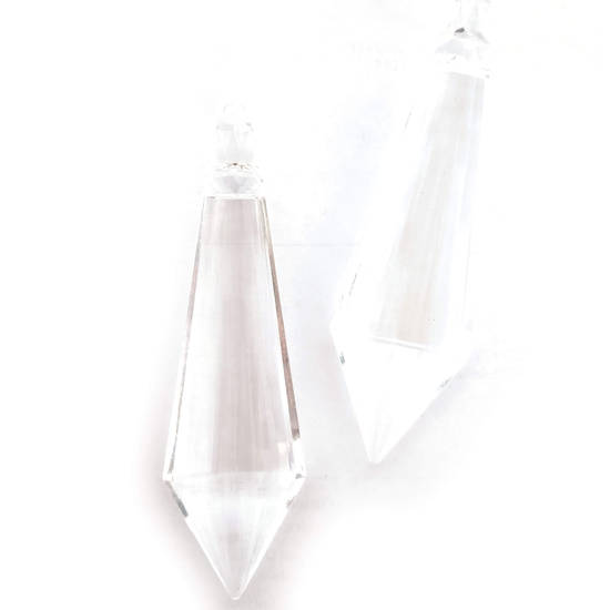 SECONDS (light scratching): Very Large Clear Acrylic Chandelier Piece, pointed icicle 100x30