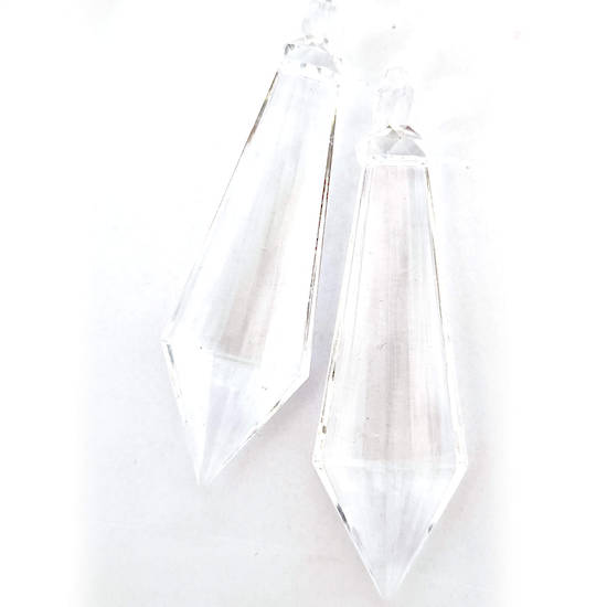 SECONDS (light scratching): Medium Clear Acrylic Chandelier Piece, pointed icicle 65x18mm