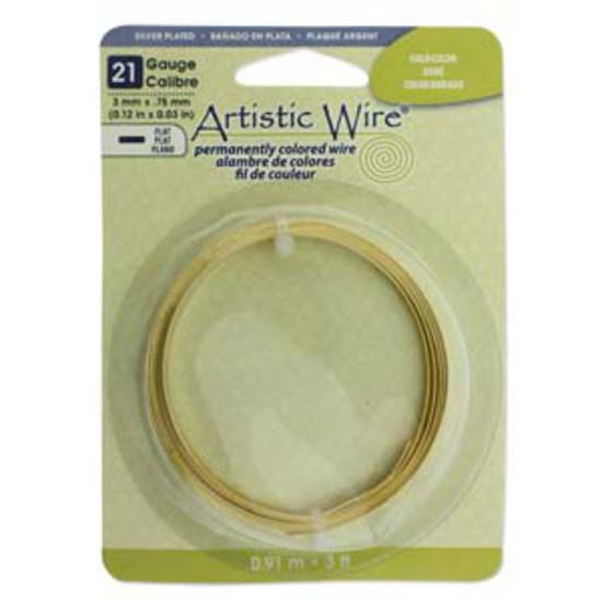 3mm Flat Artistic Wire, 21g: 90cm - Silver Gold