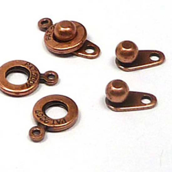 Ball and Socket Clasp: 8mm - Antique Copper