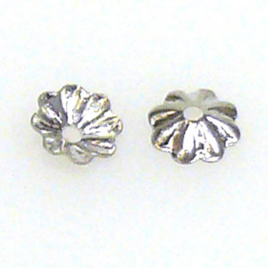 Antique Silver Bead Cap, 5mm, fluted