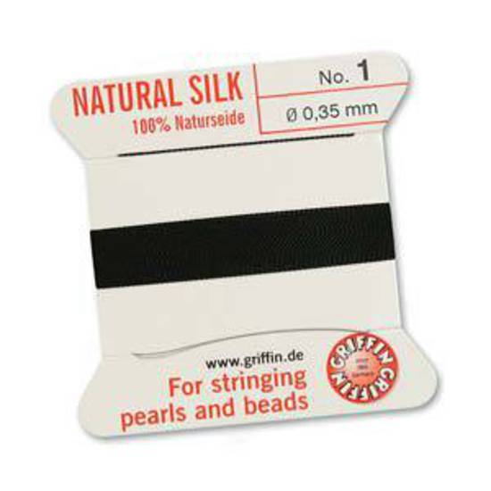 Griffin Silk Cord - Black - Size 1 (0.35mm)