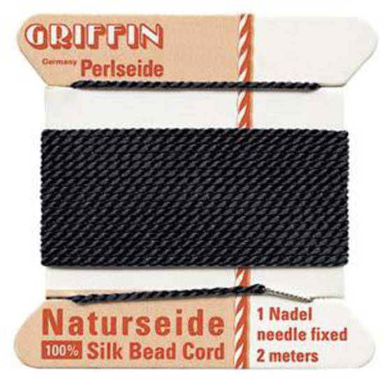Griffin Silk Cord - Black - size 10 (0.9mm)