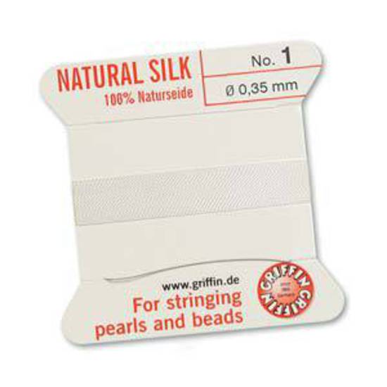 Griffin Silk Cord - White - Size 1 (0.35mm)