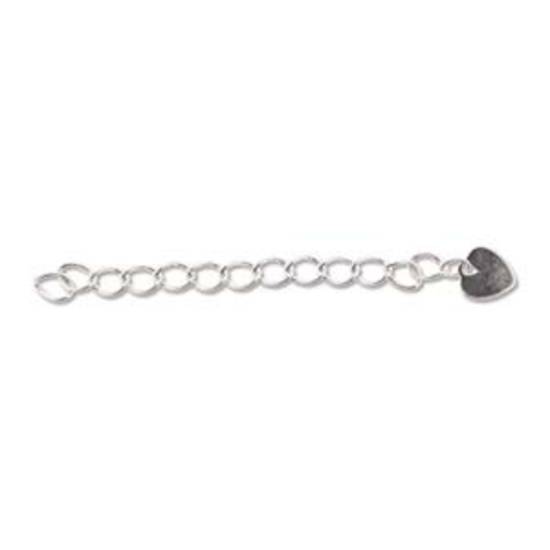 NEW! Extender Chain, 5cm: Bright silver with flat heart dangle