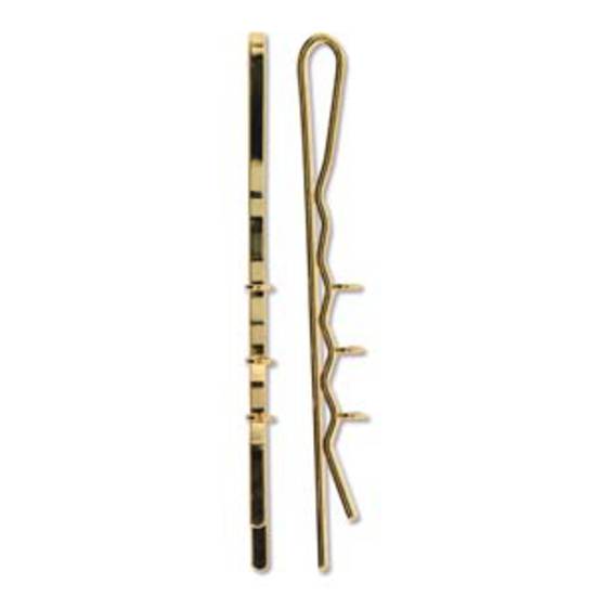 3 loop Hair Pin, 55mm: Gold