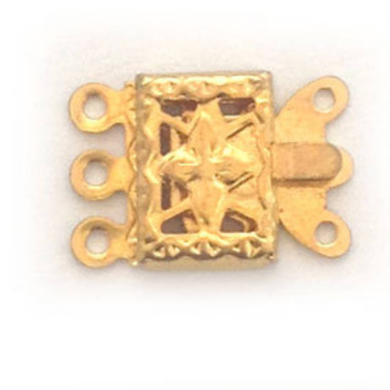 Box Clasp: Imprinted 3 strand - gold
