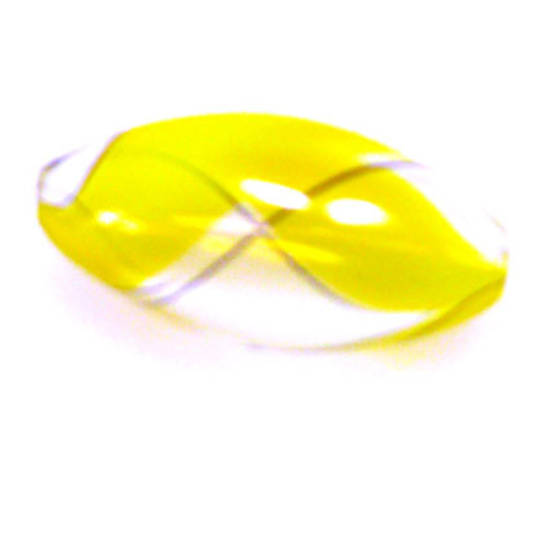 Chinese Blown Glass, Yellow, Black, Clear oval