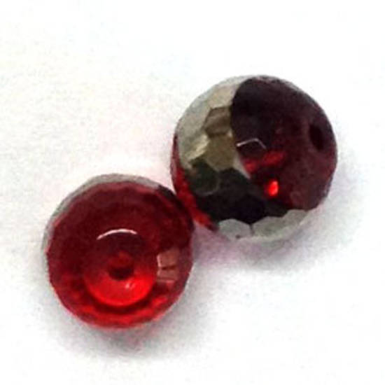 Chinese Crystal, 8mm round - Siam with silver stripe