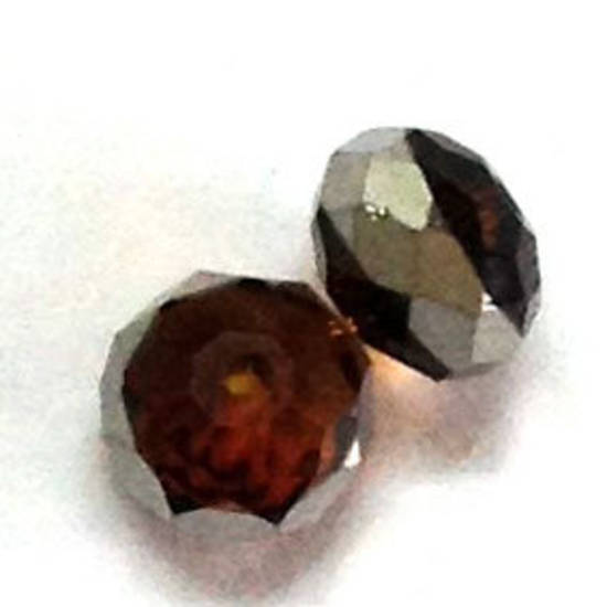 Chinese Crystal, 8mm rhondelle - Dark Topaz with silver stripe