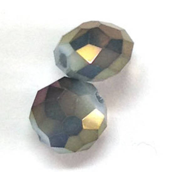Chinese Crystal, 12mm rhondelle - Opaque Milky Grey Purple/Gold AB