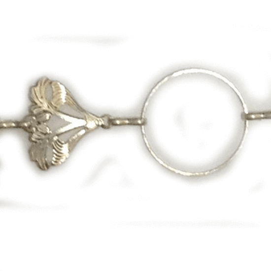 Round and Deco Filigree Chain, figure 8 links,  Bright Silver
