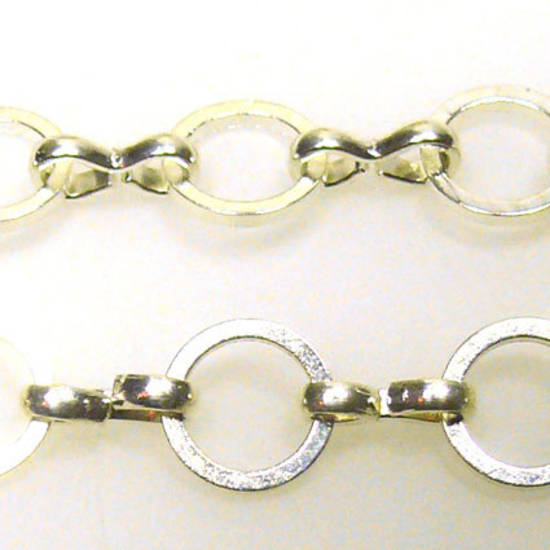 TARNISHED CHAIN: 8mm rounds, figure 8 links, Bright Silver (nickel free)