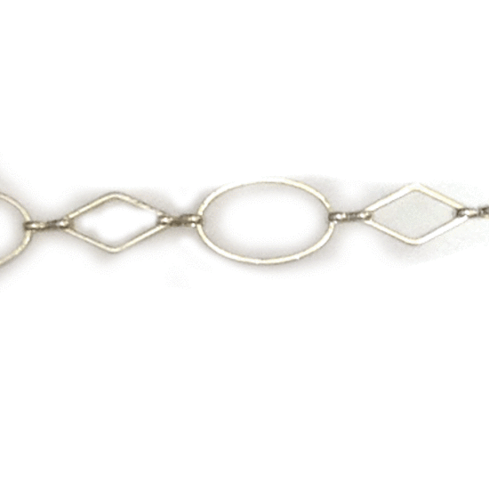 Oval and Diamond Shaped Chain, figure 8 links, Silver