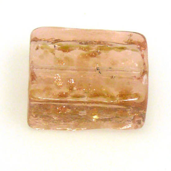 Chinese Lampwork, Rectangle, Peach with gold flecks