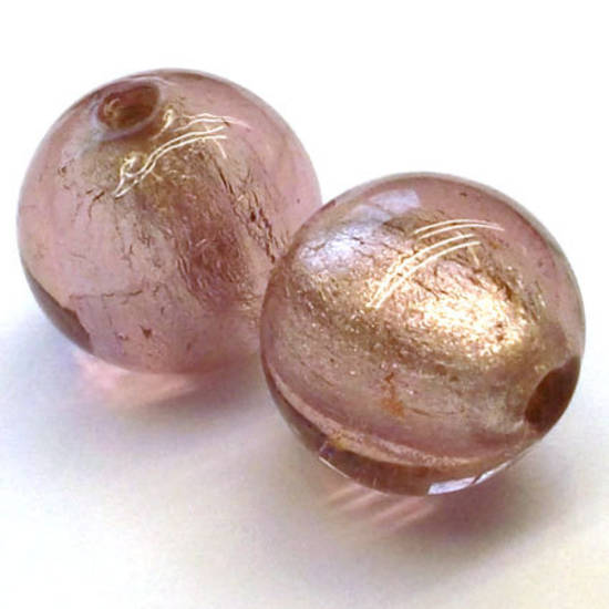 Chinese lampwork ball, light amethyst with silver foil