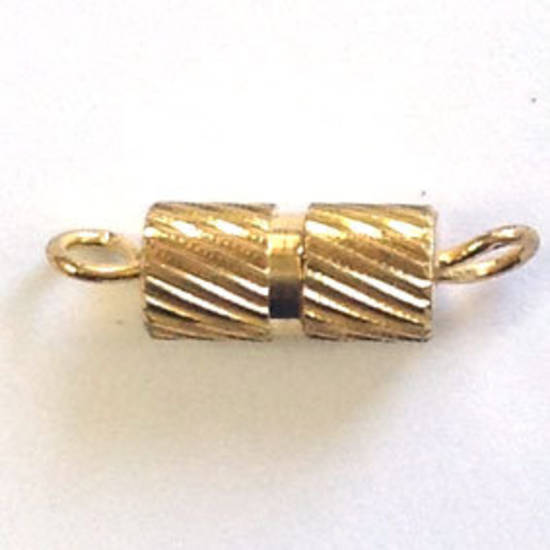 Barrel Clasp, medium - gold with engraved lined
