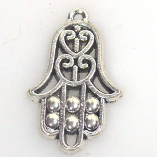 Metal Charm: Indy hand - antique silver