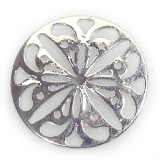 Metal Bead: Open work medallion - silver