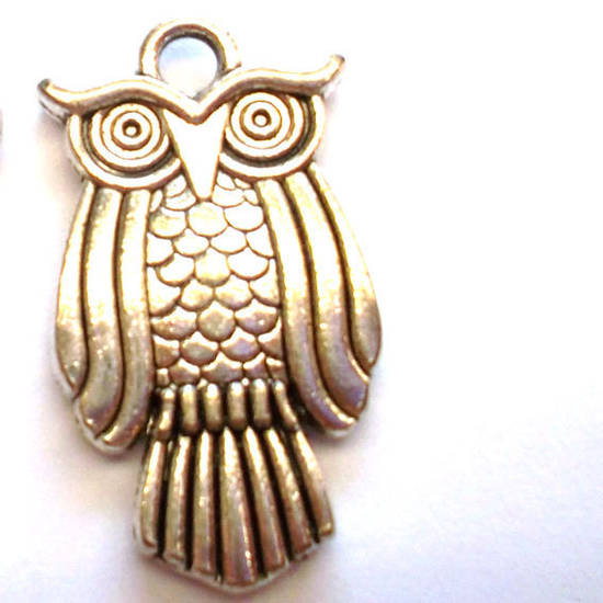 Metal Charm: Owl - silver