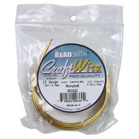 Beadsmith Craft Wire, Gold Colour: 12 gauge