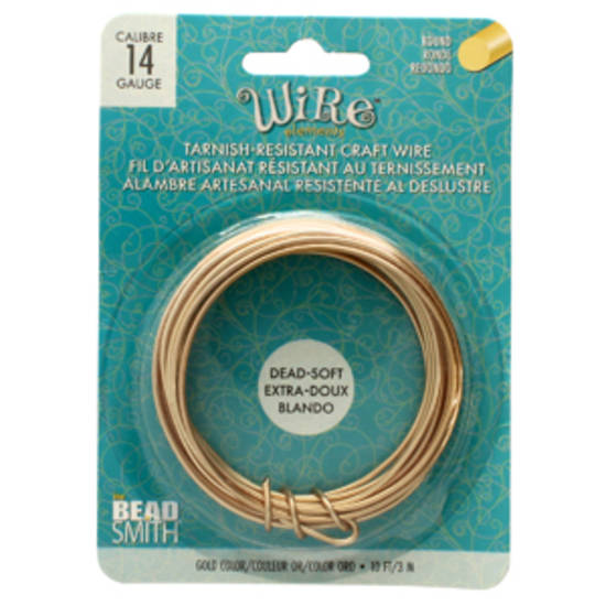 Beadsmith Craft Wire, Gold Colour: 14 gauge  (soft temper)
