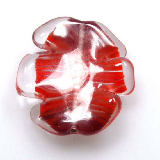 Czech Lampwork, Flat Twisted Disc, Red