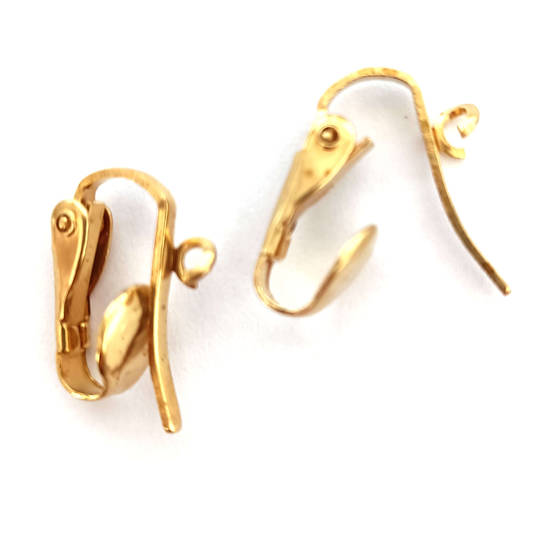 Clip On Earring with openable loop - antique gold tone