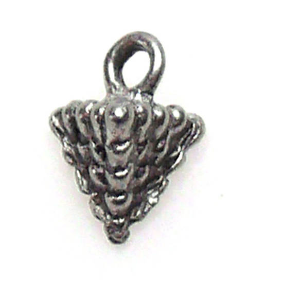 Metal Charm 27: Pyramid dot drop (8mm x 10mm) - antique silver