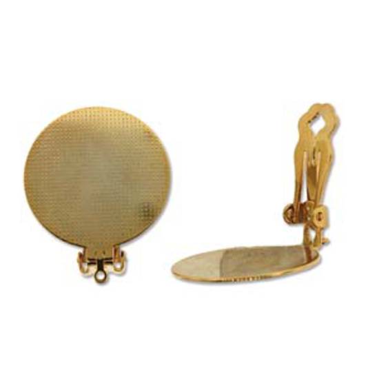 Clip On Earring with 18mm glue plate - gold tone (nickel free)