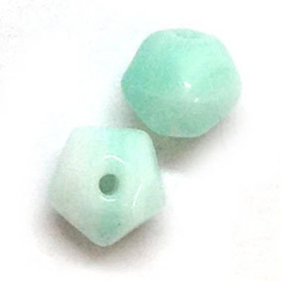 7mm facet - Teal/White opaque