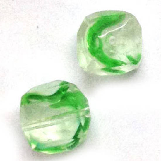 10mm facet cube - Green/White/Transparent