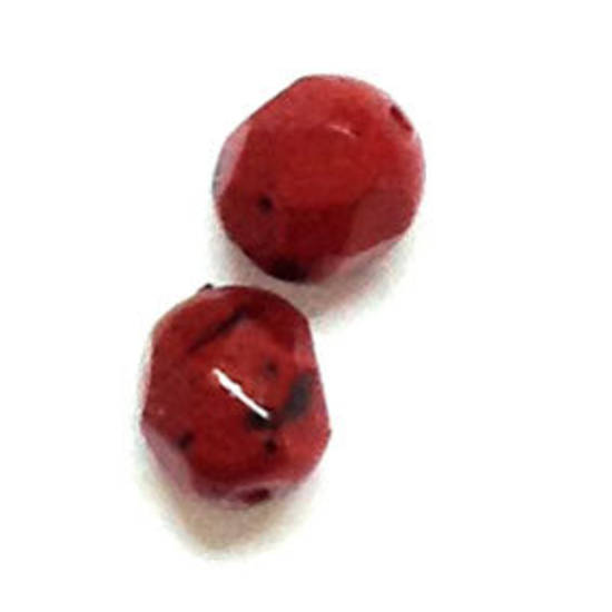 6mm coated facet - Deep Red speckles
