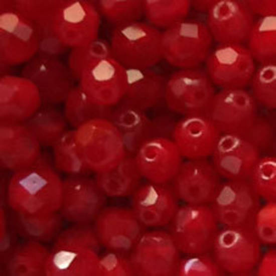Czech Firepolished Facet: 6mm - Red Opaque