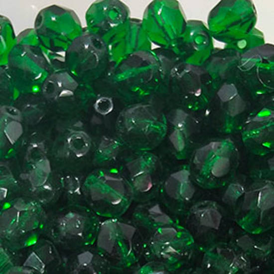 Czech Firepolished Facet: 6mm - Emerald